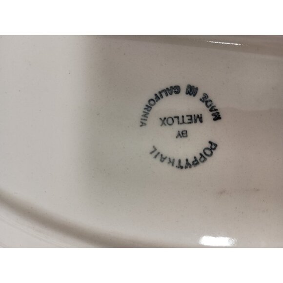 VTG Poppytrail By Metlox Large Oval Red Rooster Serving Platter W/ Brown Border - Picture 4 of 6